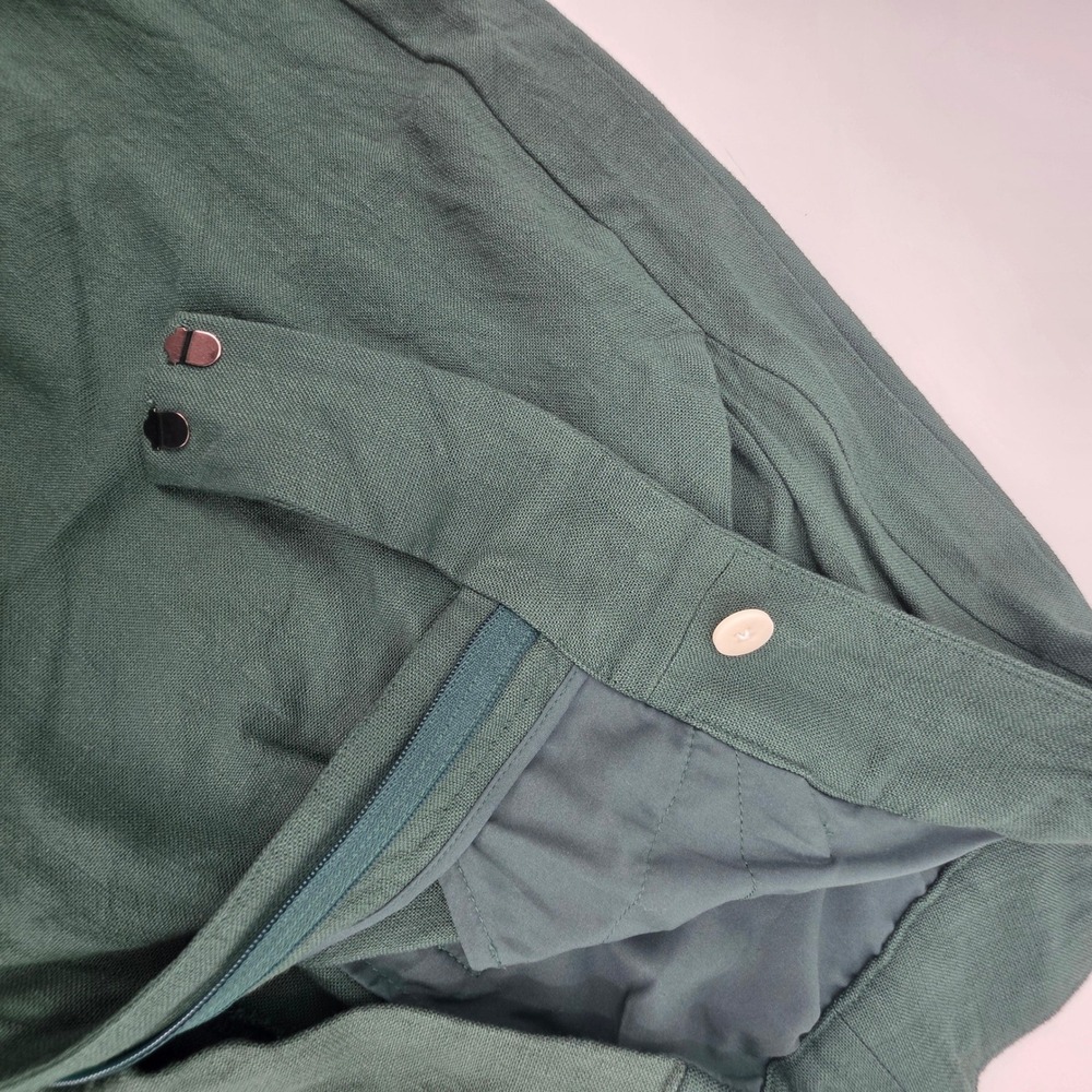VERONICA BEARD MARBEAU PANTS WOMENS SIZE 16 GREEN TROUSERS PLEATED LINEN ***READ - Picture 8 of 16